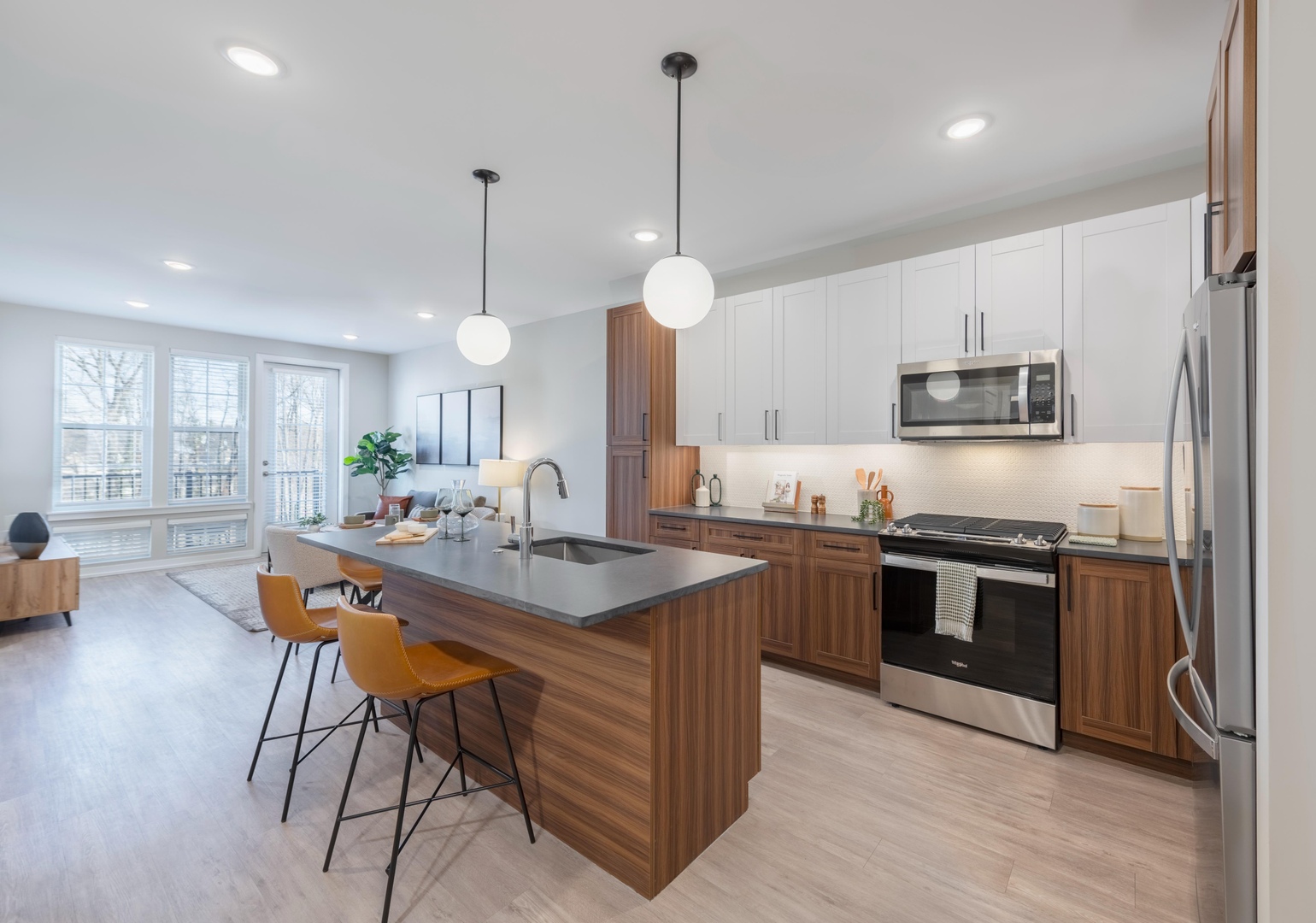 333 North Broad apartment kitchen and living room