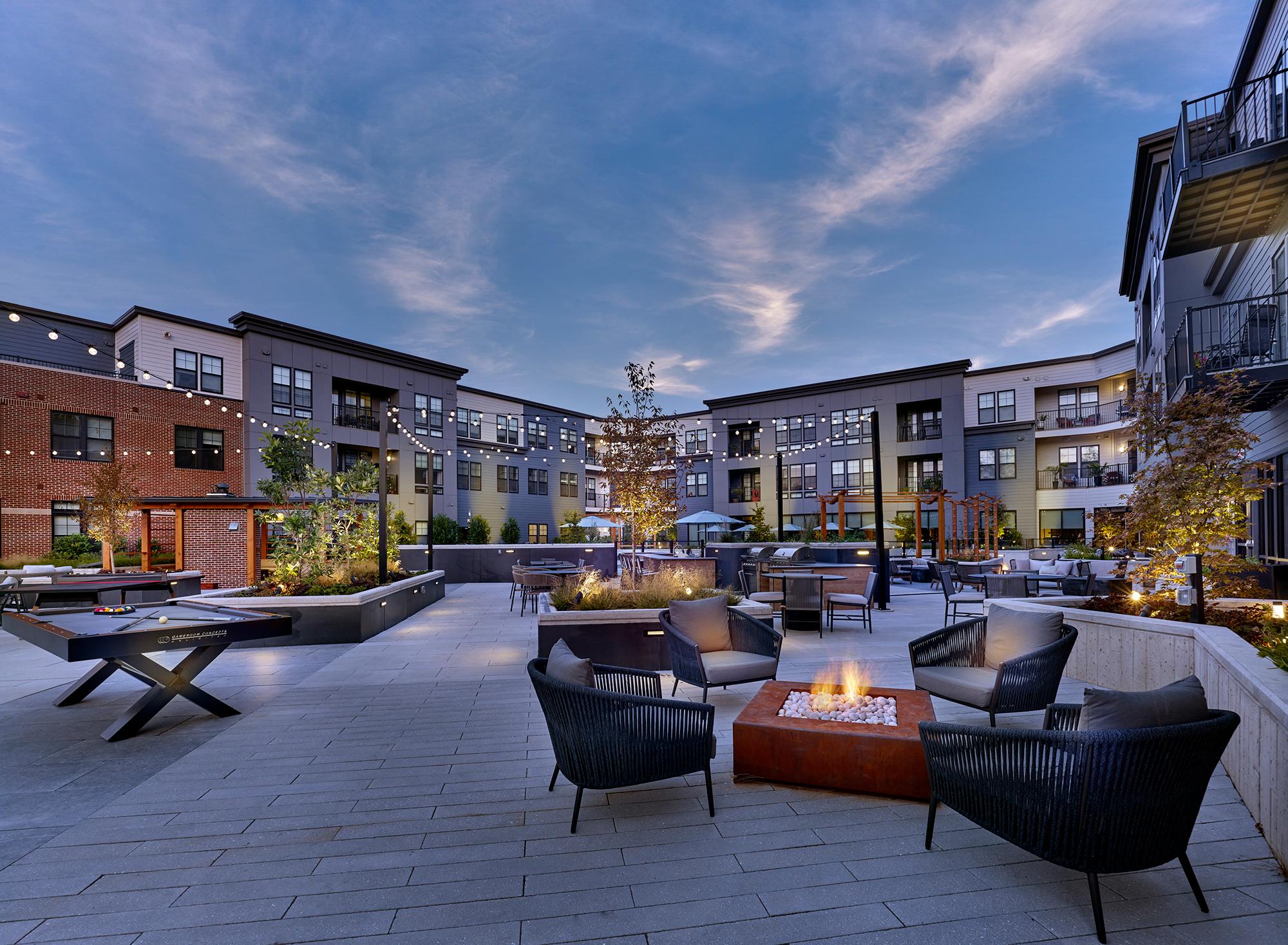 Firepit and courtyard seating