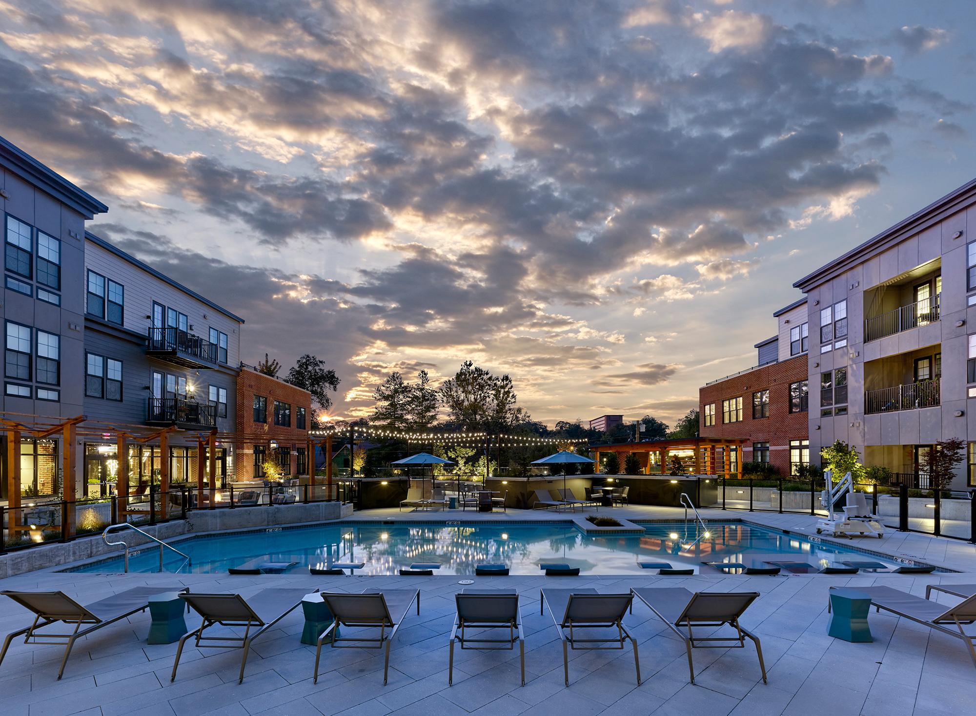 Pool at dusk