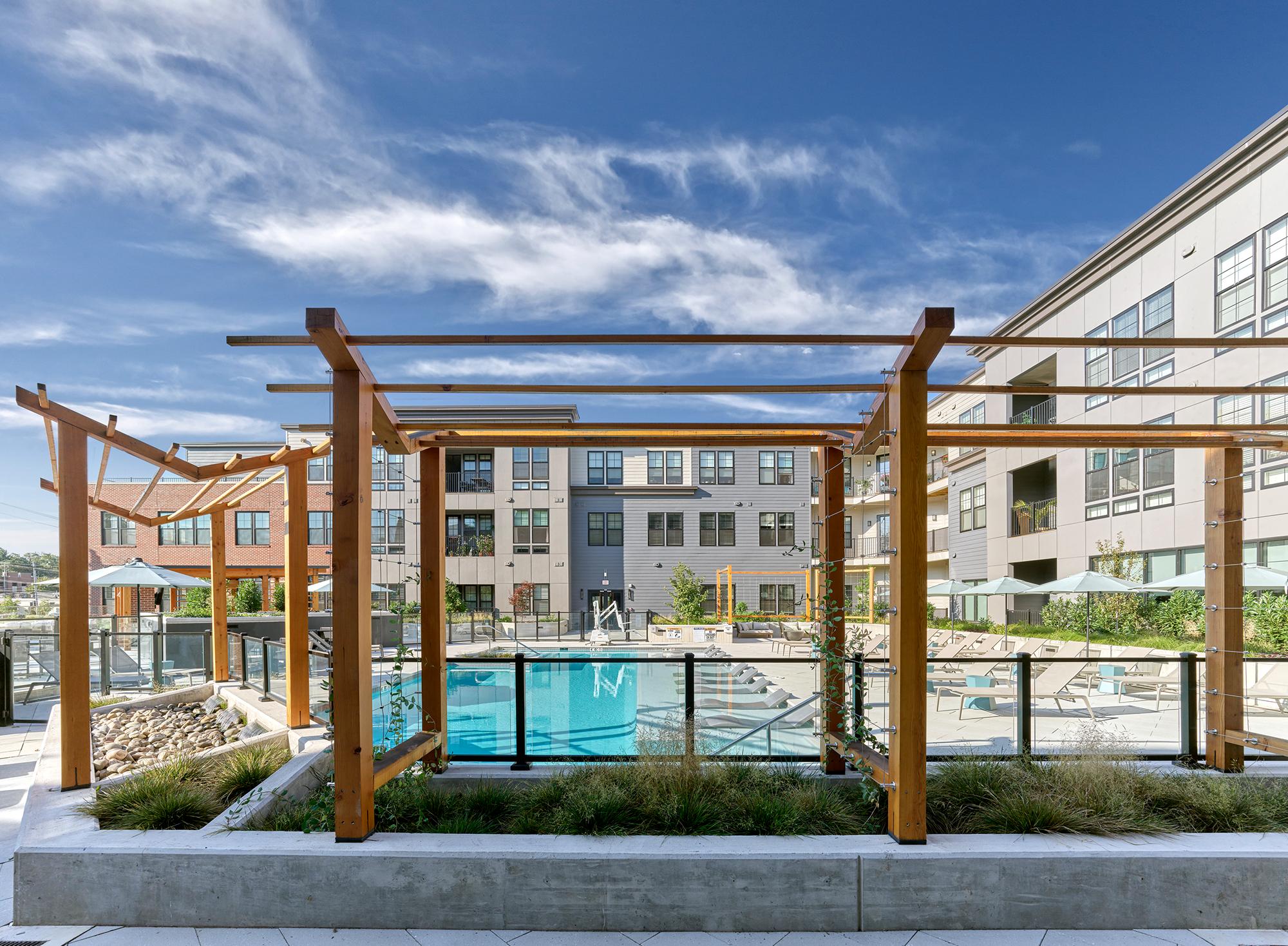 View of pool and courtyard